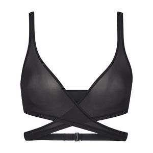 SKIMS Jelly Sheer Wrap Bralette (Medium, Onyx)
